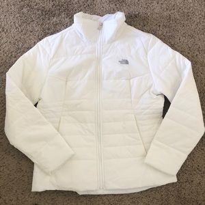 Bright white womens north face jacket